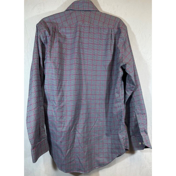 Peter Millar Dress Shirt Nanoluxe Blue Plaid Button Down Mens 15.5 Long D27 - Picture 4 of 7